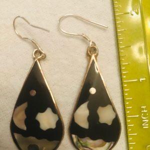 Earrings, Pierce Drop, Abalone Black/purple